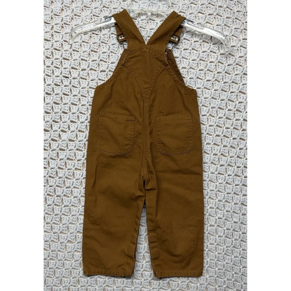 Carhartt Overalls Baby Sz 18 Monts Brown Duck Canvas Workwear Bibs Double Knee
